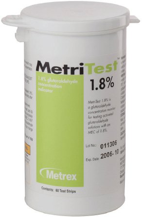 MetriTestª 1.8% Glutaraldehyde Concentration Indicator Pad 60 Test Strips Bottle Single Use