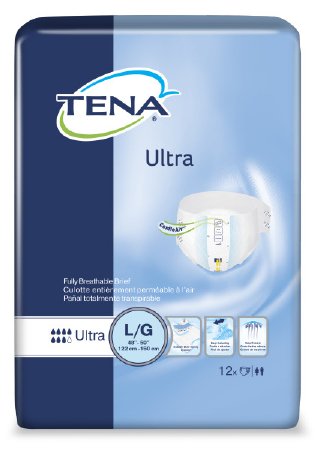 Adult Incontinent Brief TENA¬ Ultra Tab Closure Large Disposable Moderate Absorbency PK of 12