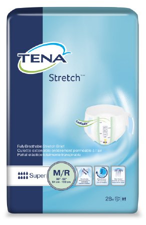 Adult Incontinent Brief TENA¬ Stretch Super Tab Closure Medium Disposable Heavy Absorbency PK of 28