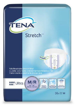 Adult Incontinent Brief TENA¬ Stretch Ultra Tab Closure Medium Disposable Heavy Absorbency CS of 72