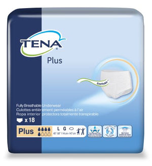 Adult Absorbent Underwear TENA¬ Plus Pull On Large Disposable Heavy Absorbency BG of 18