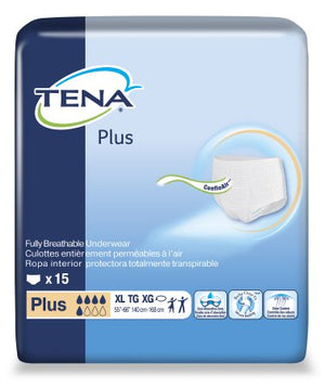 Adult Absorbent Underwear TENA¬ Plus Pull On X-Large Disposable Heavy Absorbency BG of 15