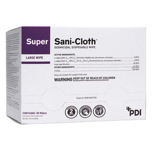 Super Sani-Cloth Germicidal Disposable Wipes by PDI, Inc, Box of 50