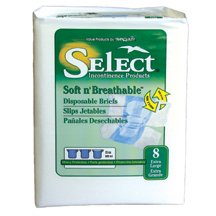 Select Soft n' Breathable Absorbent Disposable Adult Incontinent Brief Tab Closure