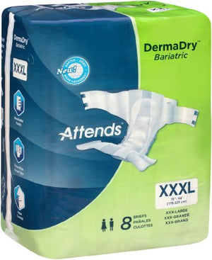 Attends DermaDry Absorbent Disposable Adult Incontinent Brief Tab Closure